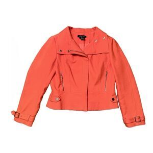 Etcetera Coral Moto Jacket 100% Cotton Size 10